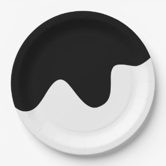 Plato De Papel arte abstracto minimalista en blanco y negro moder