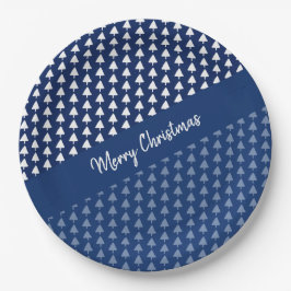 Plato De Papel Arte acuático de árbol azul índigo