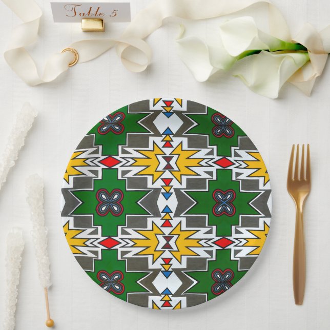 Plato De Papel Arte africano tradicional ndebele cultura africana (Boda)