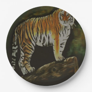 Plato De Papel Arte animal permanente del Safari del Tigre