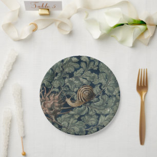 Plato De Papel Arte Antiguo Botánico Art Nouveau Caracol Antiguo