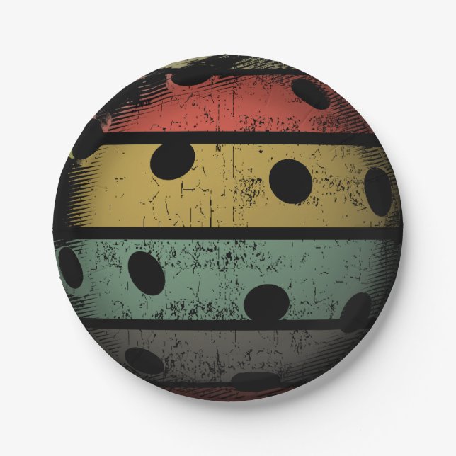Plato De Papel Arte apenado estilo retro de Pickleball (Anverso)
