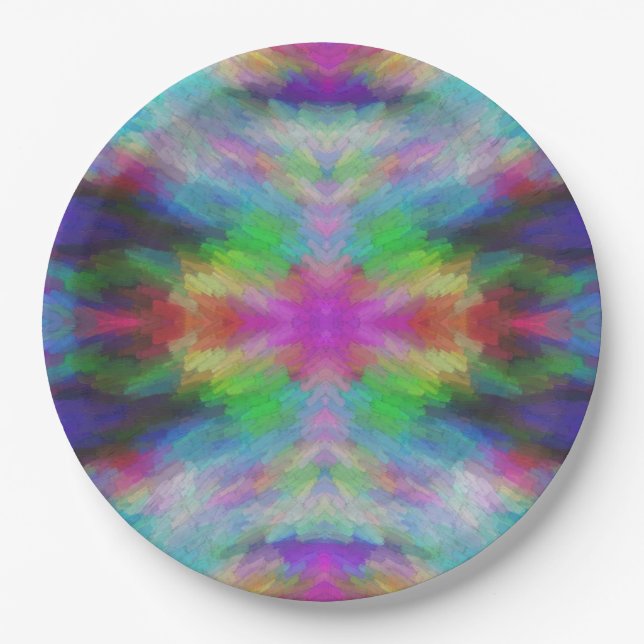 Plato De Papel Arte colorido estilo Tie Dye (Anverso)