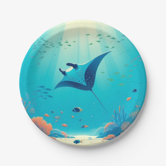 Plato De Papel Arte costero de Manta (Anverso)