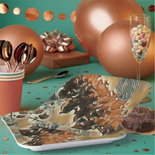 Plato De Papel Arte de árbol Rosa