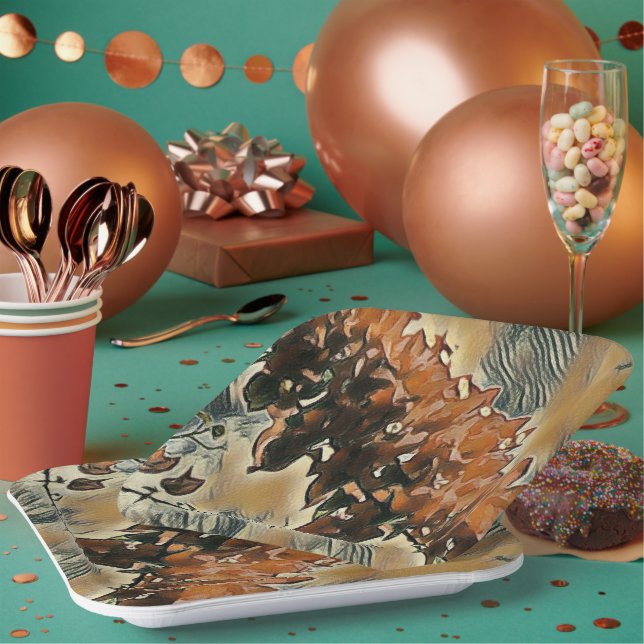 Plato De Papel Arte de árbol Rosa (Multi)