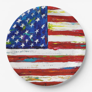Plato De Papel Arte de bandera americana patriótica