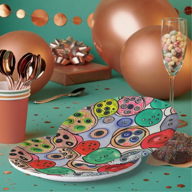 Plato De Papel Arte de botón (Multi)