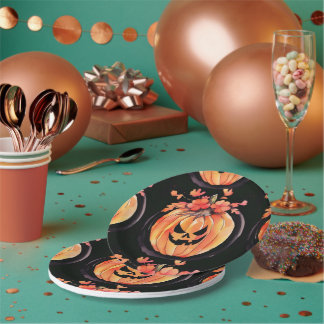 Plato De Papel Arte de Calabaza Halloween