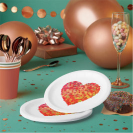 Plato De Papel Arte de Confeti de Corazón Abstracto