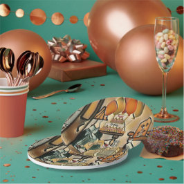 Plato De Papel Arte de cumpleaños feliz