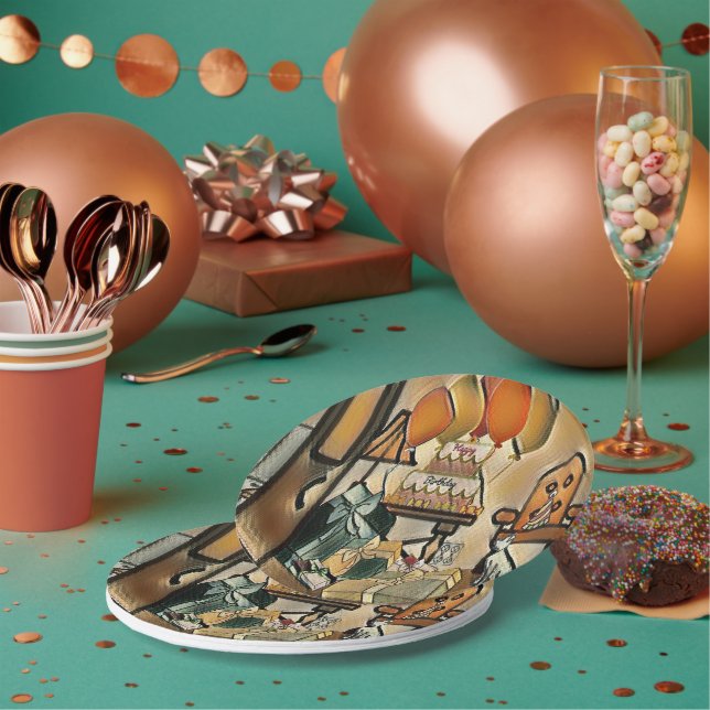 Plato De Papel Arte de cumpleaños feliz (Multi)