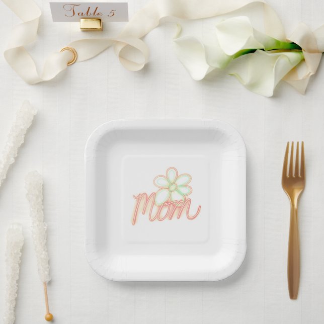 Plato De Papel Arte de flores de mamá (Boda)