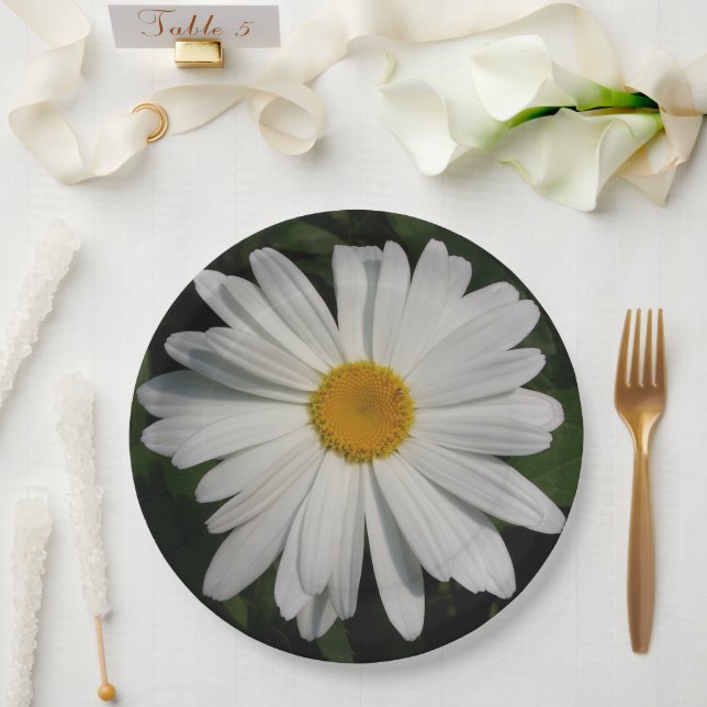 Plato De Papel Arte de fotografía de flores Daisy (Boda)