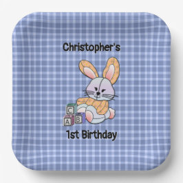 Plato De Papel Arte de guardería con placas azules personalizado