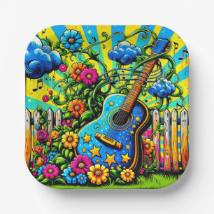 Plato De Papel Arte de guitarra