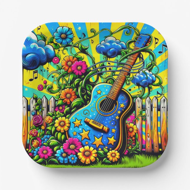 Plato De Papel Arte de guitarra (Anverso)