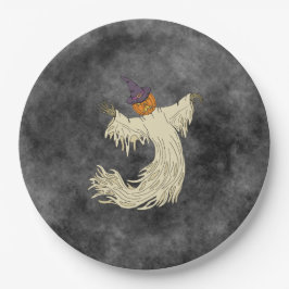 Plato De Papel Arte de Halloween del Fantasma con Cabeza de Calab