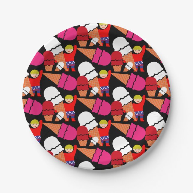 Plato De Papel Arte De Helado Retro Vintage (Anverso)
