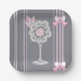 Plato De Papel Arte de IA rosa y gris