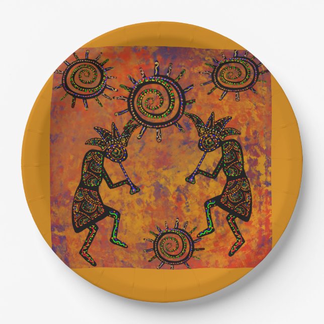 Plato De Papel Arte de Kokopelli  (Anverso)