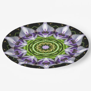 Plato De Papel Arte de Mandala de Floral Púrpura en Calidoscopio