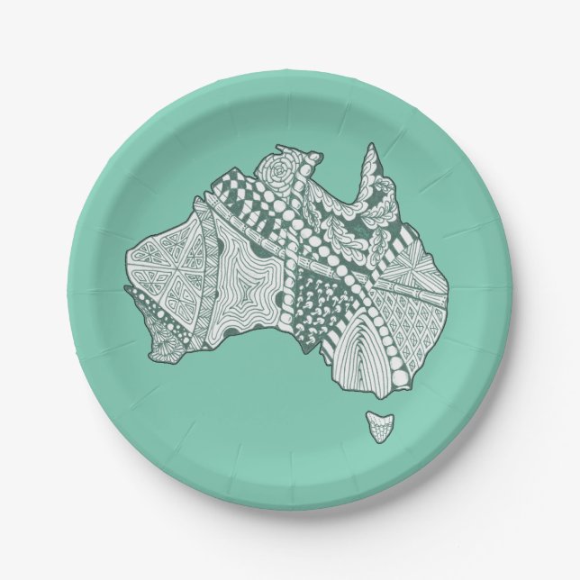 Plato De Papel Arte de mapas de Australia (Anverso)