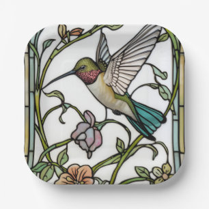 Plato De Papel Arte de pájaro mosca elegante botánico boho chic