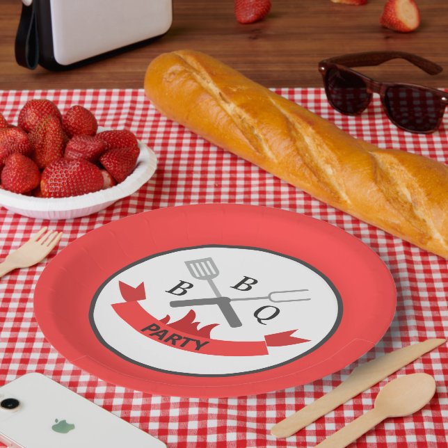 Plato De Papel arte de palabras bbq fresco (Picnic)