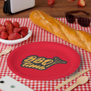 Plato De Papel arte de palabras de BBQ Time 