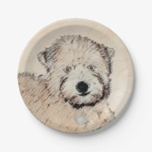 Plato De Papel Arte de perros adornado con pintura de porcino de 