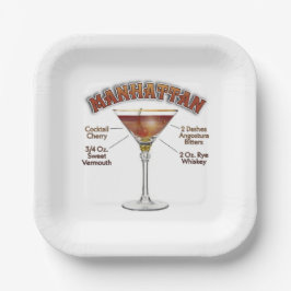 Plato De Papel Arte de recetas de cócteles de Manhattan
