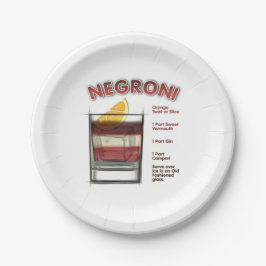 Plato De Papel Arte de recetas de cócteles NEGRONI