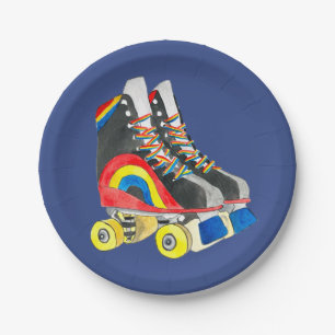 Plato De Papel Arte de Rollerskates retro ochenta