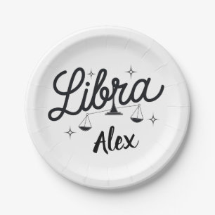 Plato De Papel Arte de Rótulo Libra Zodiac personalizado