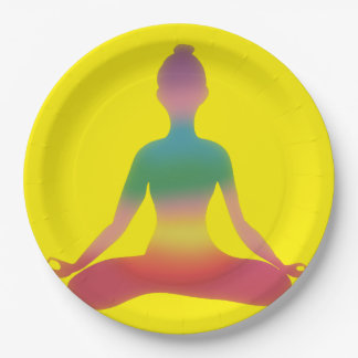 Plato De Papel Arte de yoga meditando