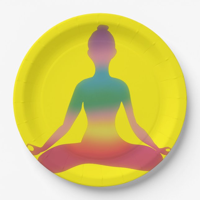 Plato De Papel Arte de yoga meditando (Anverso)