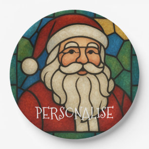 Plato De Papel Arte Deco de Vidrio Emplomado de Navidad Personali