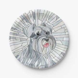 Plato De Papel Arte en miniatura de Schnauzer Mosaic