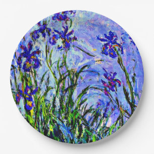 Plato De Papel Arte fino de Lilac Irises de Claude Monet
