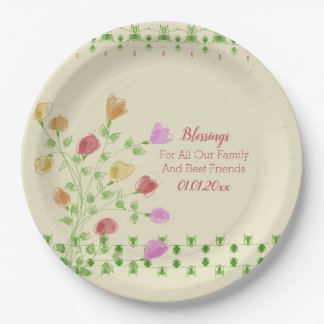 Plato De Papel Arte Floral con crema