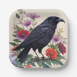Plato De Papel Arte floral de color Raven