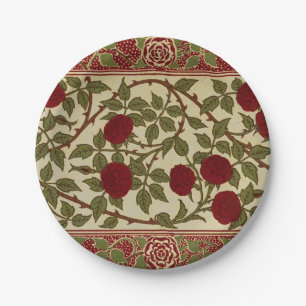 Plato De Papel Arte Floral de Rosa Roja Rosamund Vintage de Walte
