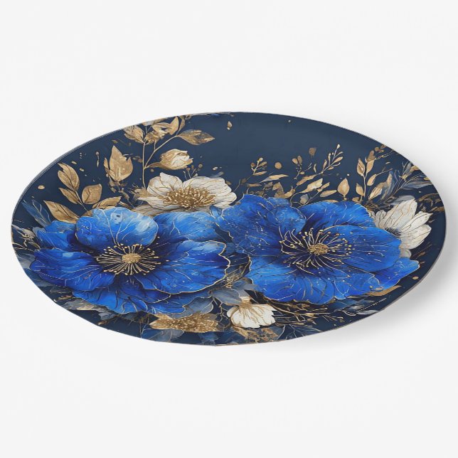 Plato De Papel Arte floral elegante (Angular)