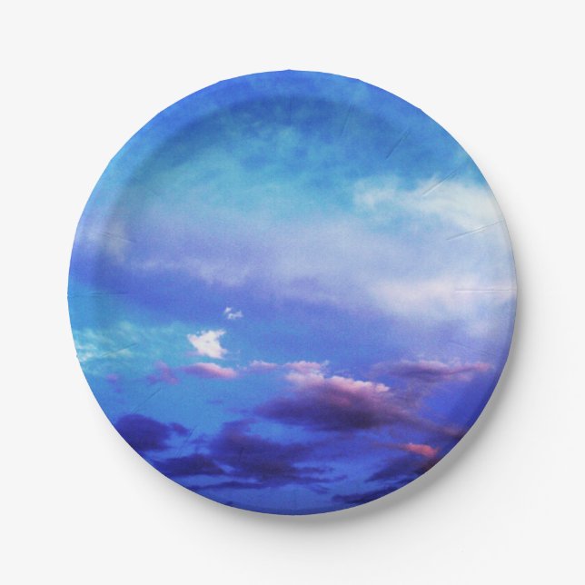 Plato De Papel Arte fotográfico del paisaje del cielo azul (Anverso)