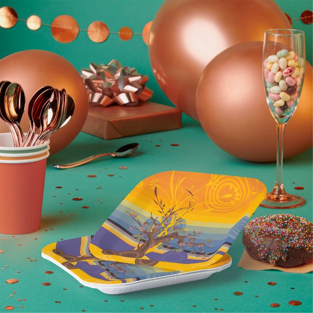 Plato De Papel Arte Golden Sunset (Subido por el creador)