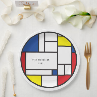 Plato De Papel Arte Moderno De Stijl Geométrico Minimalista Mondr