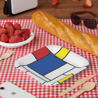 Plato De Papel Arte Moderno De Stijl Geométrico Minimalista Mondr