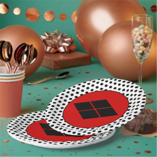 Plato De Papel Arte Mono Takeda Japón Rojo Negro Blanco Oriental
