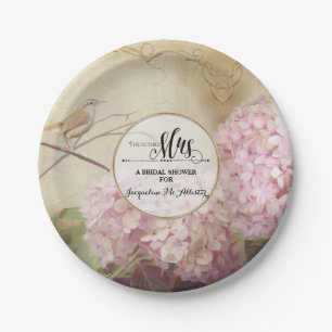 Plato De Papel Arte nupcial del Hydrangea del rosa de la